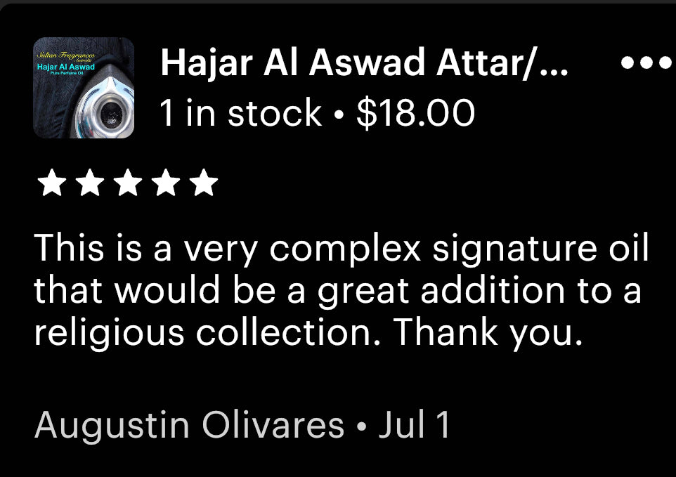 Hajar Al Aswad Attar/Perfume Oil - 100% Pure & Natural Original